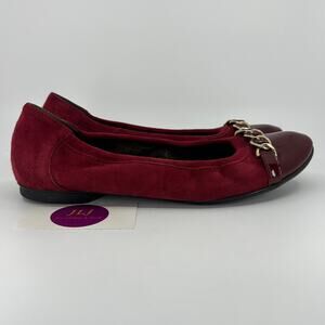 AGL Women's Dark Cherry Red Chain Patent Cap Toe Ballet Flats Size 41 EU/ 11 US